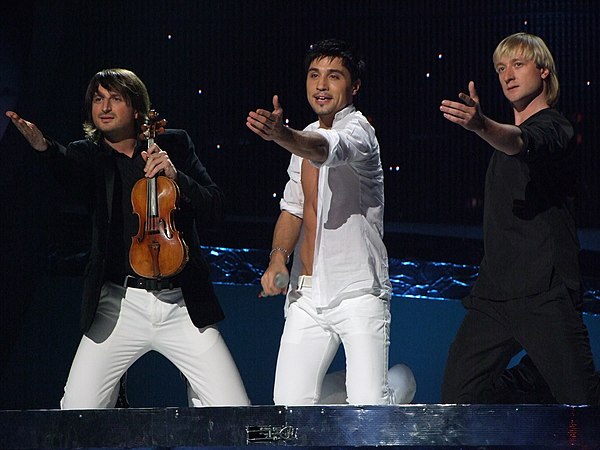 Edvin Marton, Dima Bilan, and Plushenko at the 2008 Eurovision Song Contest