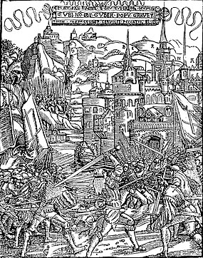 Německá selská válka, rytina Gabriel Salmon, 1526