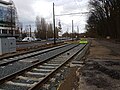 Tijdelijk eindpunt van tramlijn 94 na de verbinding met de sporen richting Roodebeek (2018)