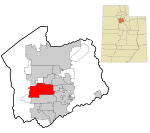 Salt Lake County Utah incorporated and unincorporated areas West Jordan highlighted.svg
