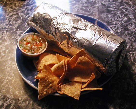 A "Mission Burrito", a famous kind of food from San Fransisco.