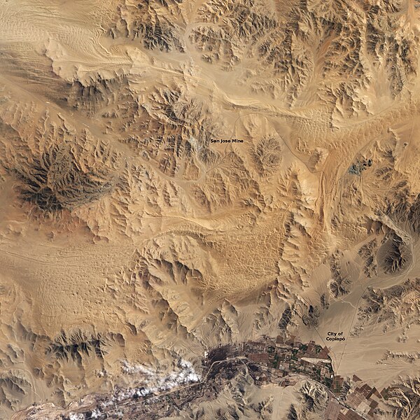 The San José mine is approximately at the center of this satellite image