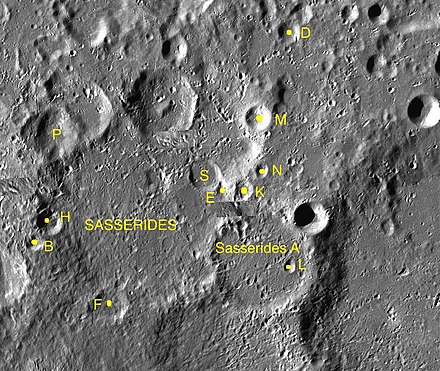 Sasserides and its satellite craters Sasserides sattelite craters map.jpg