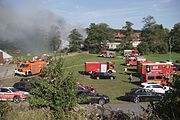 Scheunenbrand in Petersberg im September 2016, Feiuerwehreinsatz mehrerer Wehren inklusie der Feuerwehr Fulda und des Katastrophenschutzzuges.