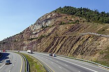 The Sideling Hill cut from the rest stop pedestrian bridge