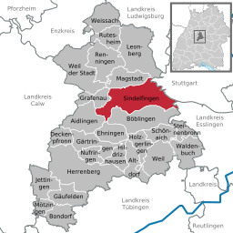 Läget för Sindelfingen i Landkreis Böblingen