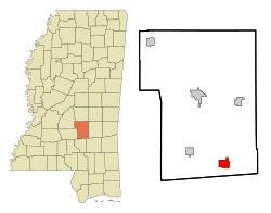 Smith County Mississippi Incorporated and Unincorporated areas Taylorsville Highlighted.svg