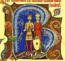Salamon király és öccse, Dávid herceg(a Képes krónika miniatúrája)