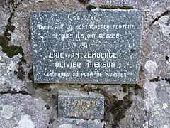 Plaque commémorative au pied des Spitzkoepfe