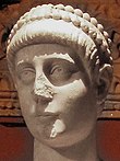 Statue of emperor Valentinian II (cropped enhanced).JPG