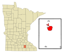 Steele County Minnesota Incorporated and Unincorporated areas Owatonna Highlighted.svg