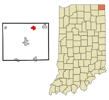 Steuben County Indiana beépített és be nem épített területek Fremont Highlighted.svg