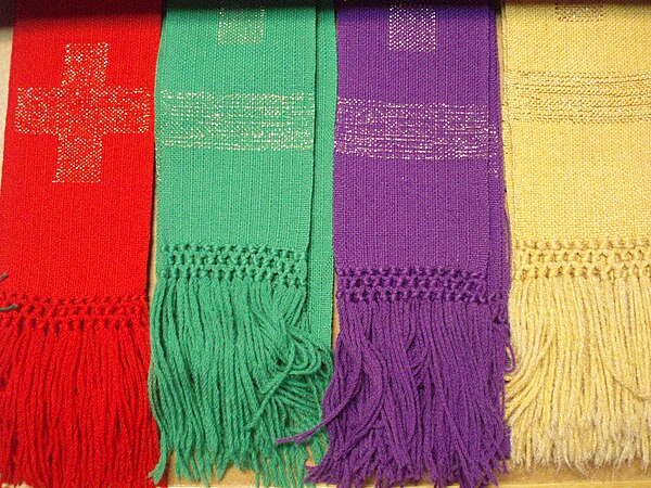 Western stoles woven with a modern design in different liturgical colors