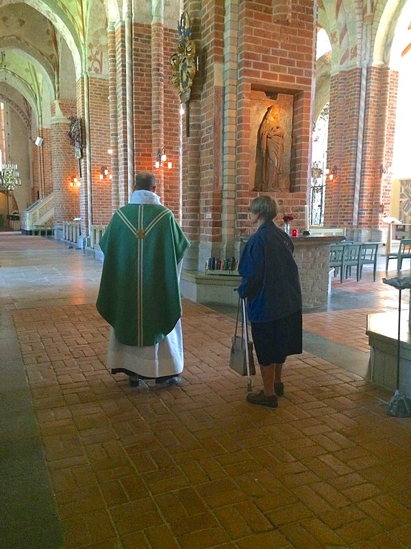 Preparing for the celebration of mass in Strängnäs Cathedral, Church of Sweden