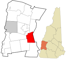 Eingemeindete und nicht eingetragene Gebiete des Sullivan County New Hampshire Goshen hervorgehoben.svg