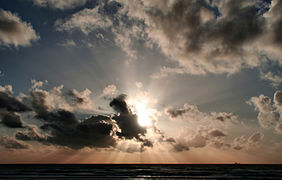 Sunset clouds and crepuscular rays