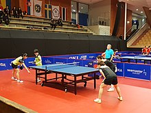 Women's double 2018, Miyu Nagasaki/Satsuki Odo (Japan) vs Liu Gaoyang/Zhang Rui (China) Swedish Open Championships, 2018 01.jpg