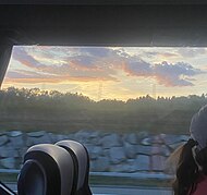 Sunset in Switzerland taken from a bus