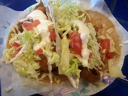 Two fish tacos in Bonita, California