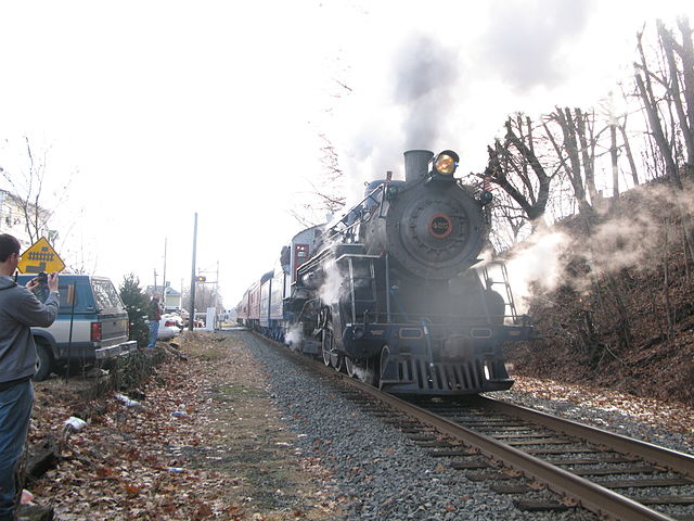 Reading Blue Mountain and Northern Railroad heritage steam train in Leesport