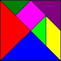 7. Colorir cada um dos sete pedaços (tans), resultantes dos traçados que dividiram o quadrado, com uma cor distinta.