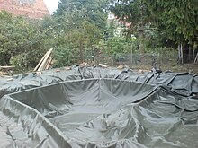 Pond liner for a garden pond Teichbau2-Teichfolie.JPG