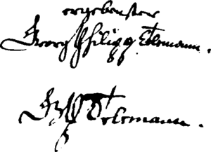 Telemann's signature (1714 and 1757).