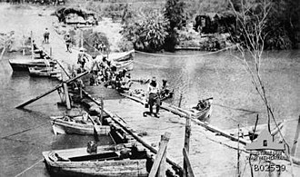 The Damieh bridge, over the River Jordan, on the main road between Nablus and Es Salt. The Damieh bridge captured by the New Zealand Mounted Rifles Brigade.jpg