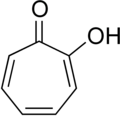 Tropolon – cykloheptatrienové jádro, karbonylová a hydroxylová skupina