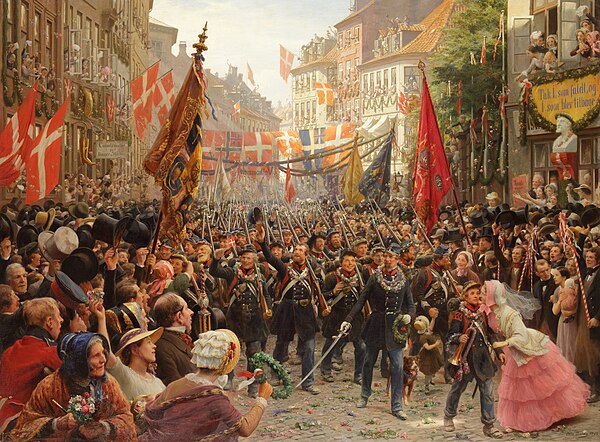 Danish soldiers return to Copenhagen in 1849 by Otto Bache (1894)