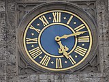 English: Clock at the town hall of Weimar, Thuringia, Germany