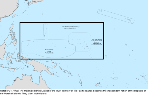 Map of the change to the United States in the Pacific Ocean on October 21, 1986