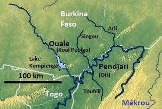 Map of the upper Oti with the Singou (middle)