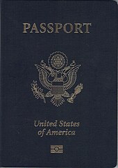 The US coat of arms on the front cover of a United States passport. Us-passport.jpg