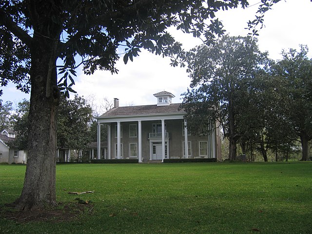 Under Ima Hogg's supervision, a new front entrance was created for her home at the Varner plantation.