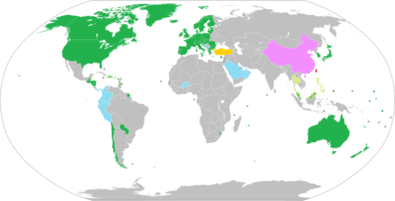 Visa policy of the Republic of China (Taiwan)
.mw-parser-output .legend{page-break-inside:avoid;break-inside:avoid-column}.mw-parser-output .legend-color{display:inline-block;min-width:1.25em;height:1.25em;line-height:1.25;margin:1px 0;text-align:center;border:1px solid black;background-color:transparent;color:black}.mw-parser-output .legend-text{}
Taiwan
Visa-free - 90 days
Visa-free - 30 days
Visa-free - 14 days
Visa on arrival
eVisa
Exit & Entry Permit
Visa required Visa policy of Taiwan.svg