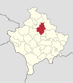 Locatie van de gemeente Vucitrn in Kosovo