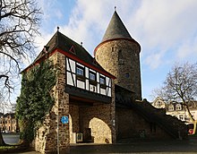 Medieval fortification, partly constructed on the remains of the Roman aqueduct