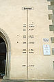 English: Flood level sign at tower of Town hall of Passau
