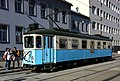 Museumstriebwagen 231 mit pseudohistorischen Lack in hellblau und historischen Emblem (2011)