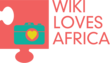 Dessin d'une pièce de puzzle rouge portant un pictogramme d'appareil photo vert. L'inscription « Wiki Loves Africa » est lisible à droite.