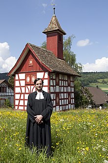 Pastor Wilfried Stocher in front of his church in Schleinikon, Switzerland, 2011 Wilfried Stocher.jpg