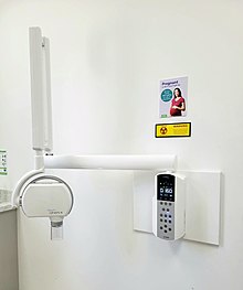 Dental X-ray generator unit installed in a dental office for Intraoral Imaging. X-Mind Unity dental X-ray generator for Intraoral Imaging (cropped).jpg