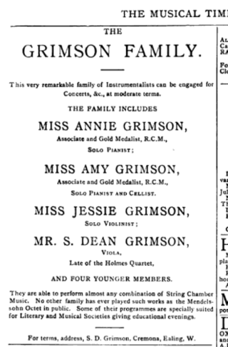 <span class="mw-page-title-main">Grimson (musical family)</span> Musical family active in the UK from the 1870s onwards