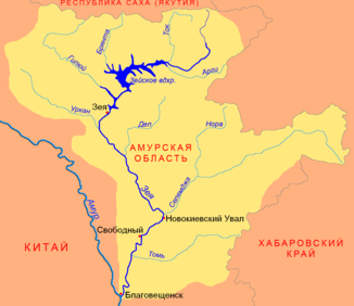 Location of the Brjanta (Брянта) in the catchment area of ​​the Seja