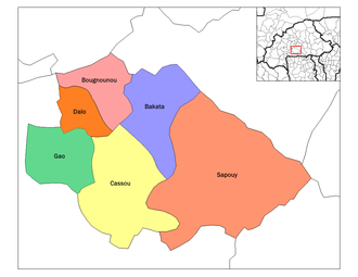 Location of the 6 departments (or communes) in Ziro Province. Ziro departments.png