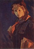 N. Kasatkin. Pioneer-girl with book (1926)