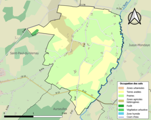 Barevná mapa znázorňující využití půdy.