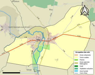 Barevná mapa znázorňující využití půdy.