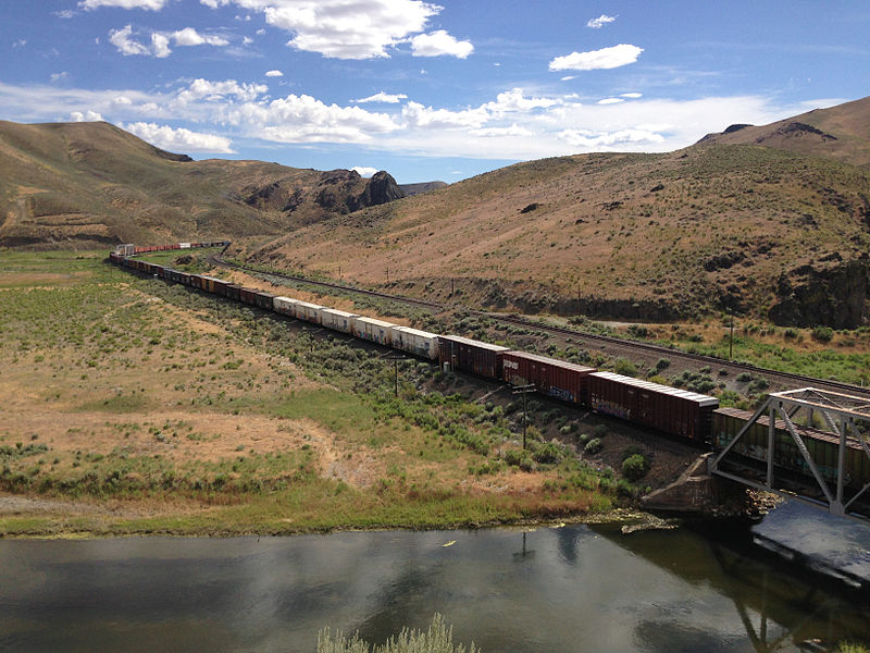 File:2014-06-21 15 47 09 Train crossing a railway bridge over the Humboldt River in Palisade, Nevada.JPG